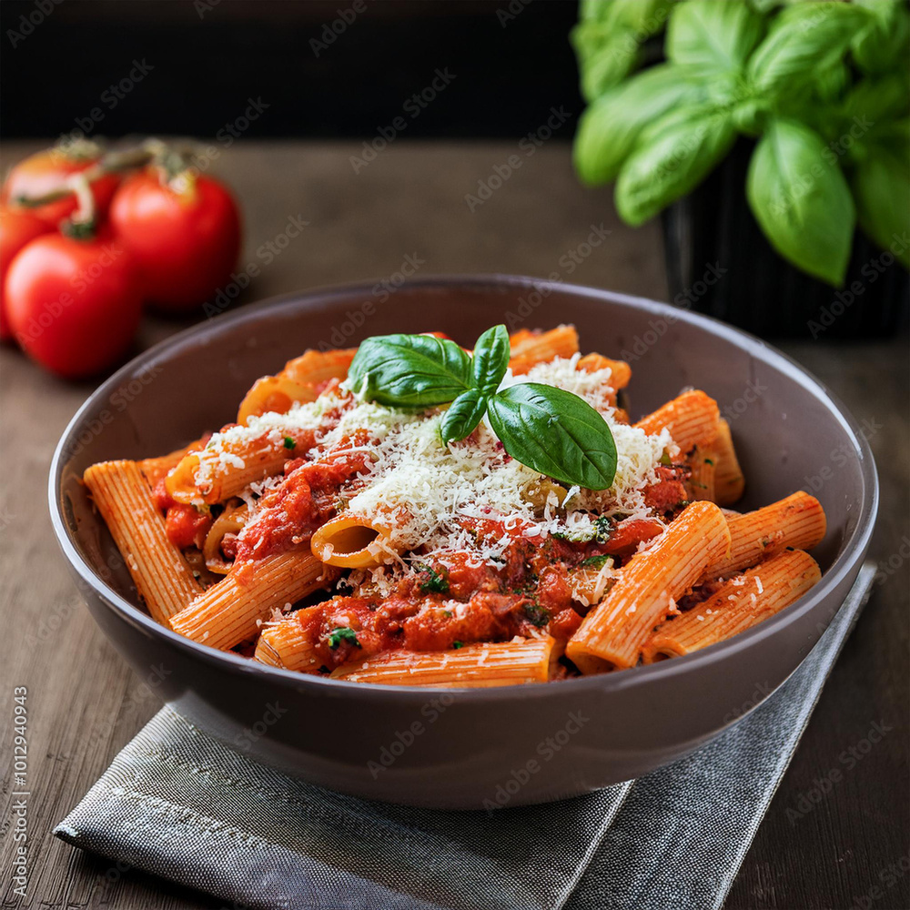 Delicious Rigatoni Pasta Bowl with Basil Delicious Rigatoni Pasta Bowl with Basil
