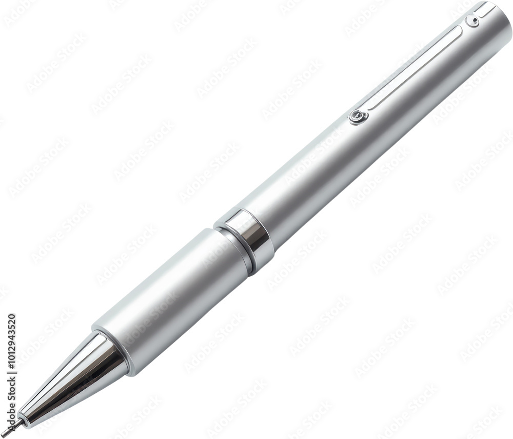 Silver Ballpoint Pen Isolated on Black Background Silver Ballpoint Pen Isolated on Black Background