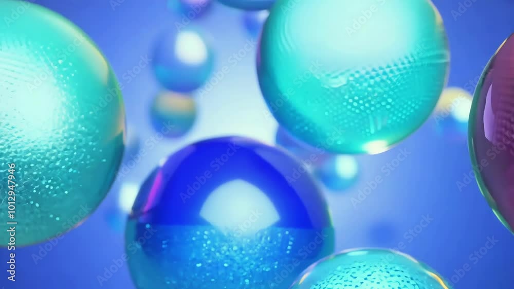 Close-up of blue and green transparent orbs floating in space, creating a dynamic and abstract digital scene. Vibrant colors and smooth textures give a futuristic vibe. Close-up of blue and green transparent orbs floating in space, creating a dynamic and abstract digital scene. Vibrant colors and smooth textures give a futuristic vibe.