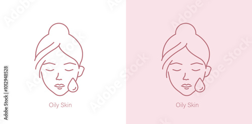 Oily Skin Care Product Label Vector Icon