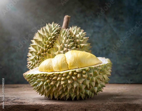 King of fruits, durian isolated on white background photo