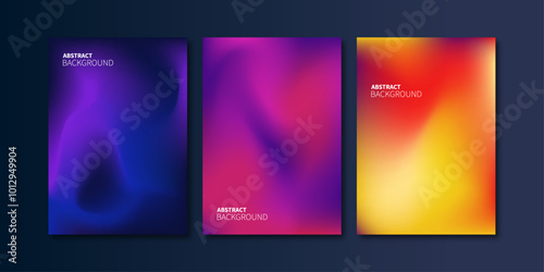 Modern abstract blurred colorful gradient patterns. Smooth templates collection for brochures, posters, banners, flyers and cards. Vector illustration.