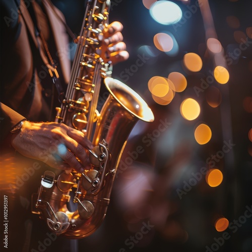 Captivating Jazz Musician in Action with Saxophone