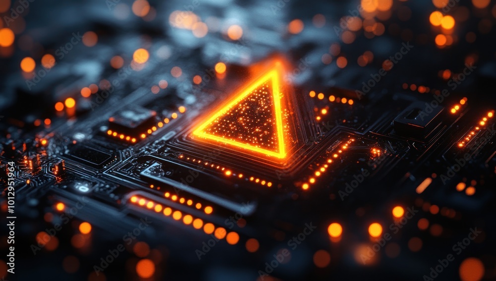 Abstract Circuit Board with Glowing Triangle Abstract Circuit Board with Glowing Triangle
