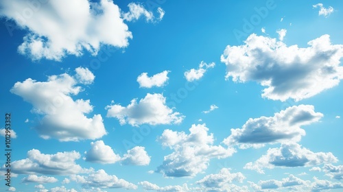 Bright Blue Sky with Soft White Clouds