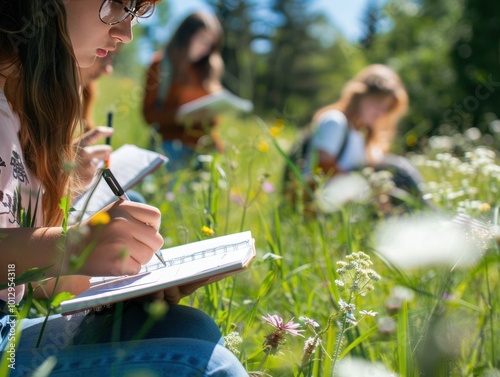 Group of Students Engaged in Outdoor Learning Activity