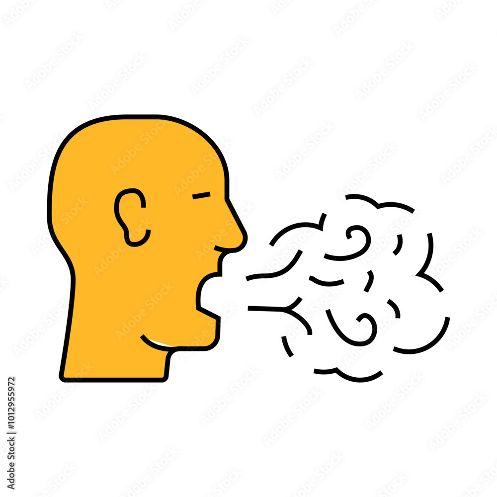 smell from mouth line icon vector. smell from mouth sign. isolated symbol illustration smell from mouth line icon vector. smell from mouth sign. isolated symbol illustration