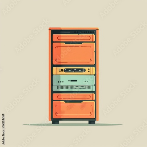 Minimalistic illustration of server. technology and modern computing. data storage and network connectivity. tech articles and presentations.  square