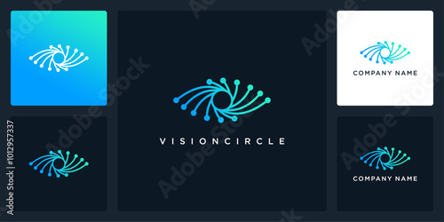 Vector abstract eye of technology logo and icon design template, can be used in various media easily, editable