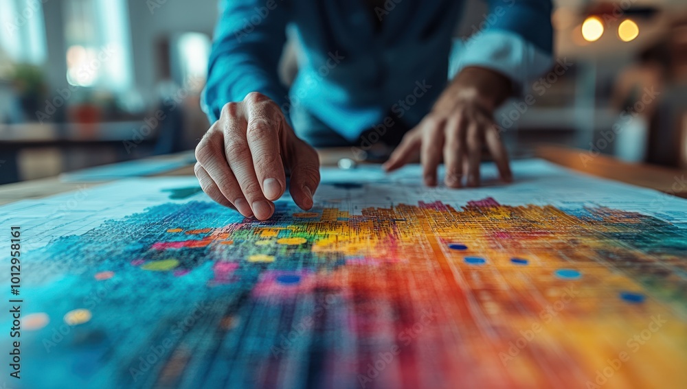 A Hand Pointing at a Colorful Chart A Hand Pointing at a Colorful Chart