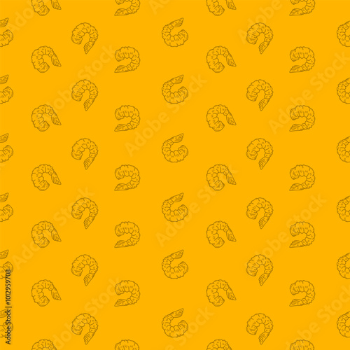 tempura fried shrimp seamless pattern. crispy shrimp tempura pattern background. Tempura Shrimp Pattern Background. fried shrimp pattern.