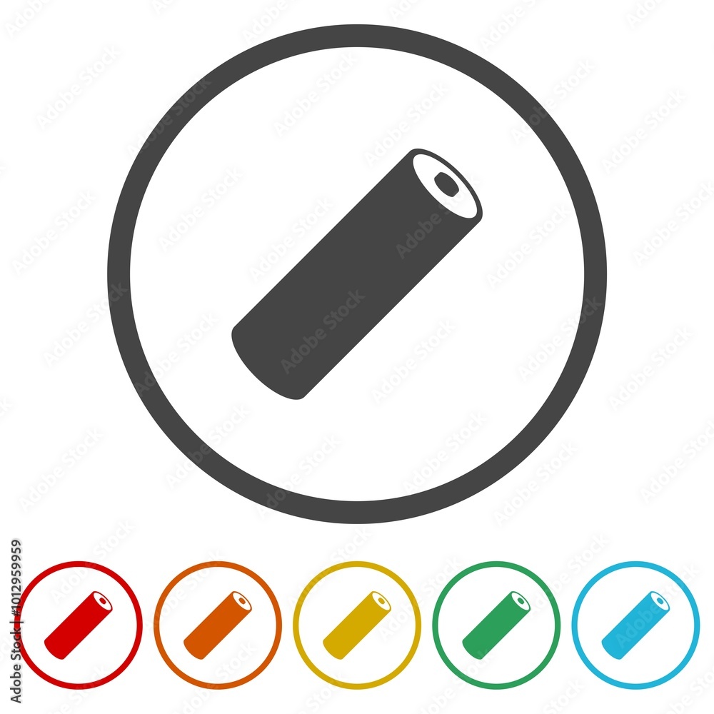 AAA Battery. Flat Icon. Set icons in color circle buttons AAA Battery. Flat Icon. Set icons in color circle buttons