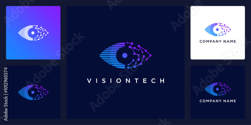 Vision tech logo design template