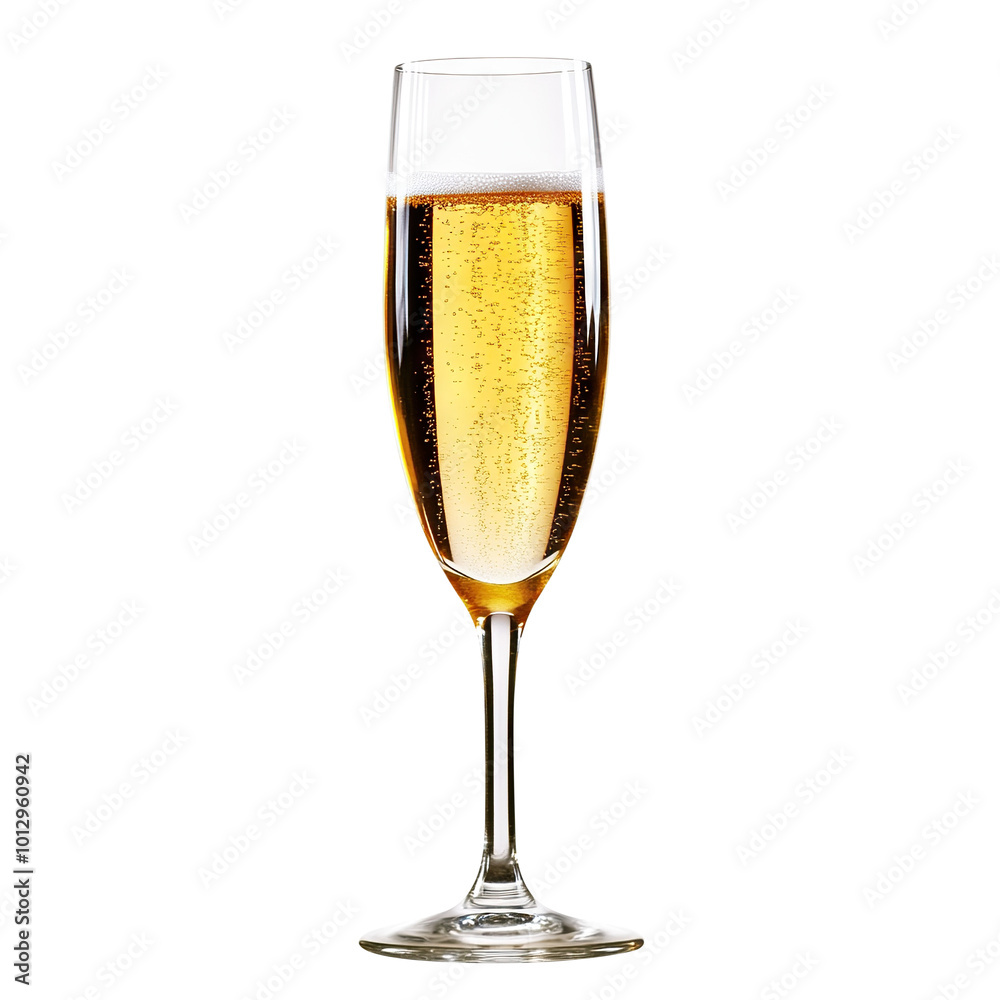 Elegant glass of sparkling champagne, isolated on transparent cutout background Elegant glass of sparkling champagne, isolated on transparent cutout background