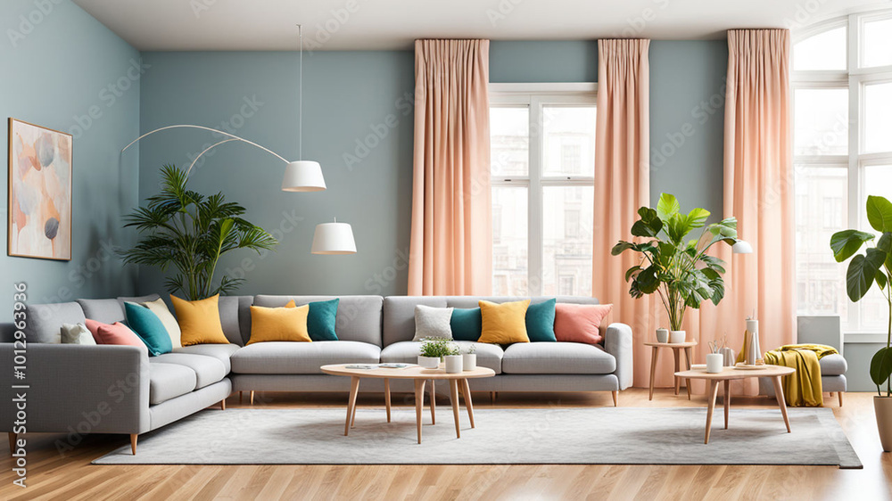 Fototapeta premium Living Room Generative AI Art