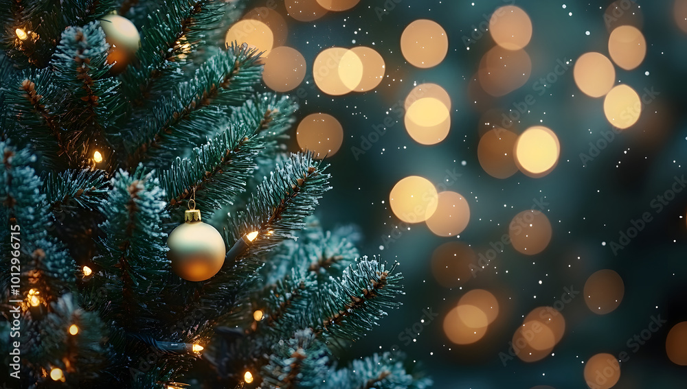 Christmas tree decorated against a background of festive lights. Christmas tree decorated against a background of festive lights.