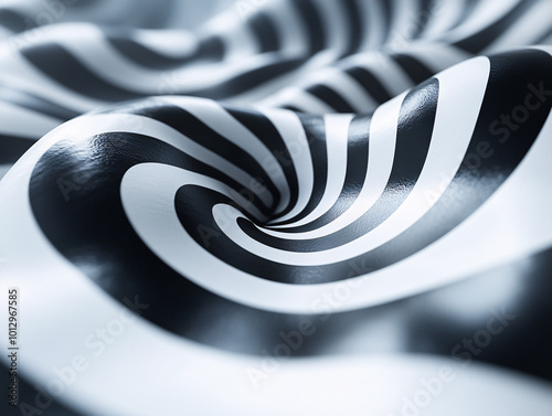 abstract black and white swirling pattern - hypnotic background - 3d render