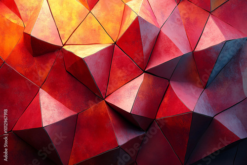 red and orange abstract geometric pattern background 3d render