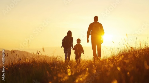 Family Enjoying a Hike Together in Nature's Beauty