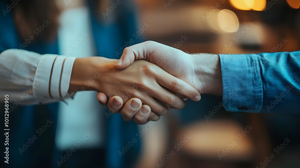 Close-up of two hands shaking in a business agreement Close-up of two hands shaking in a business agreement