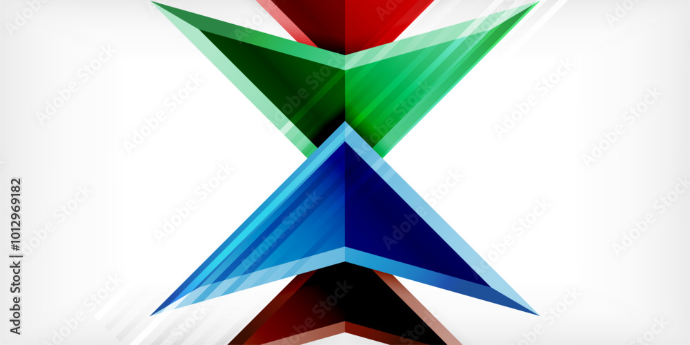 Arrows with 3d effect abstract background. Triangles on light grey backdrop Arrows with 3d effect abstract background. Triangles on light grey backdrop