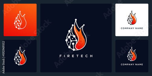 Vector abstract of fire tech logo and icon template, can be used in various media easily, editable