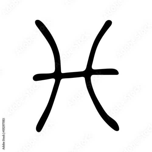 Hand drawn pisces zodiac sign Esoteric symbol doodle Astrology clipart Element for design