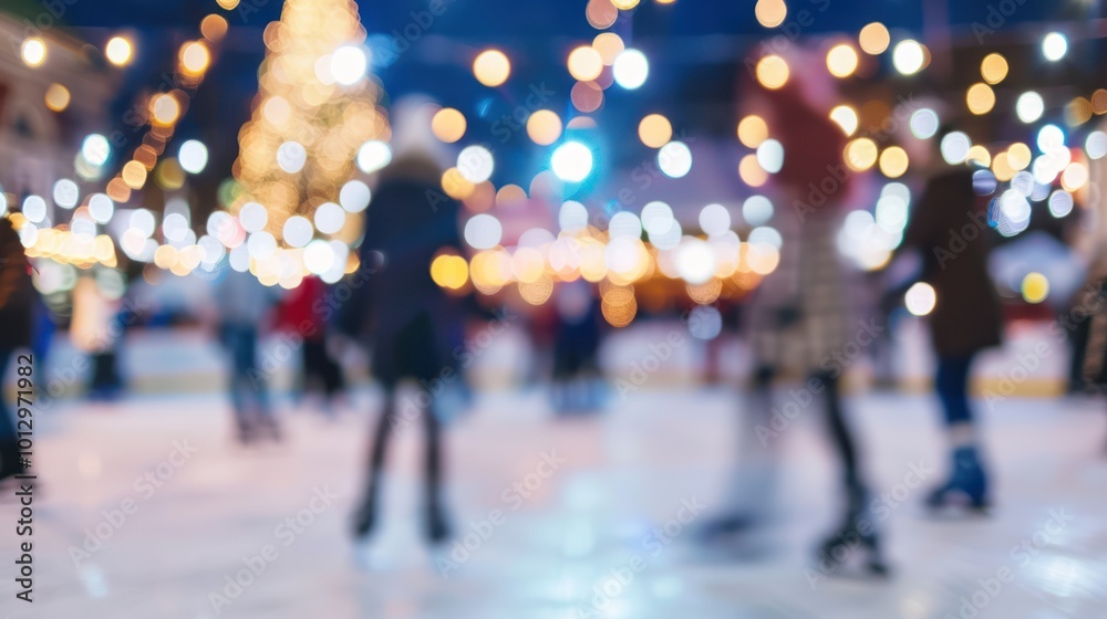 Blurry Christmas Market Ice Skating Blurry Christmas Market Ice Skating
