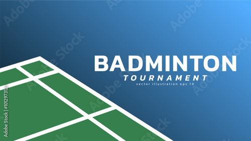 Badminton court on blue background badminton court indoor badminton sports wallpaper with copy space , illustration Vector EPS 10