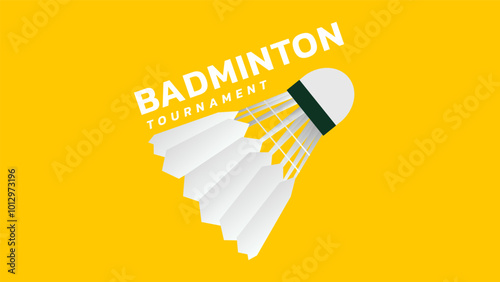 Badminton shuttlecock on yellow background badminton, badminton sports wallpaper with copy space , illustration Vector EPS 10