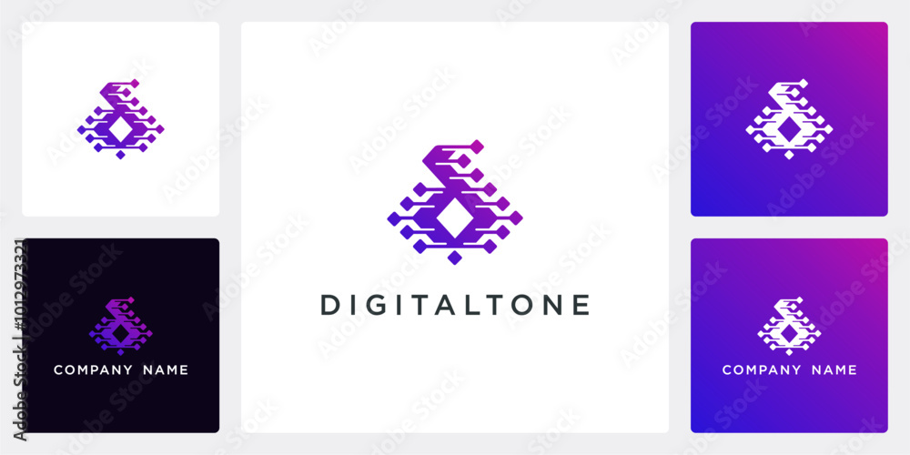 Vector abstract of digital logo and icon design template, can be used in various media easily, editable