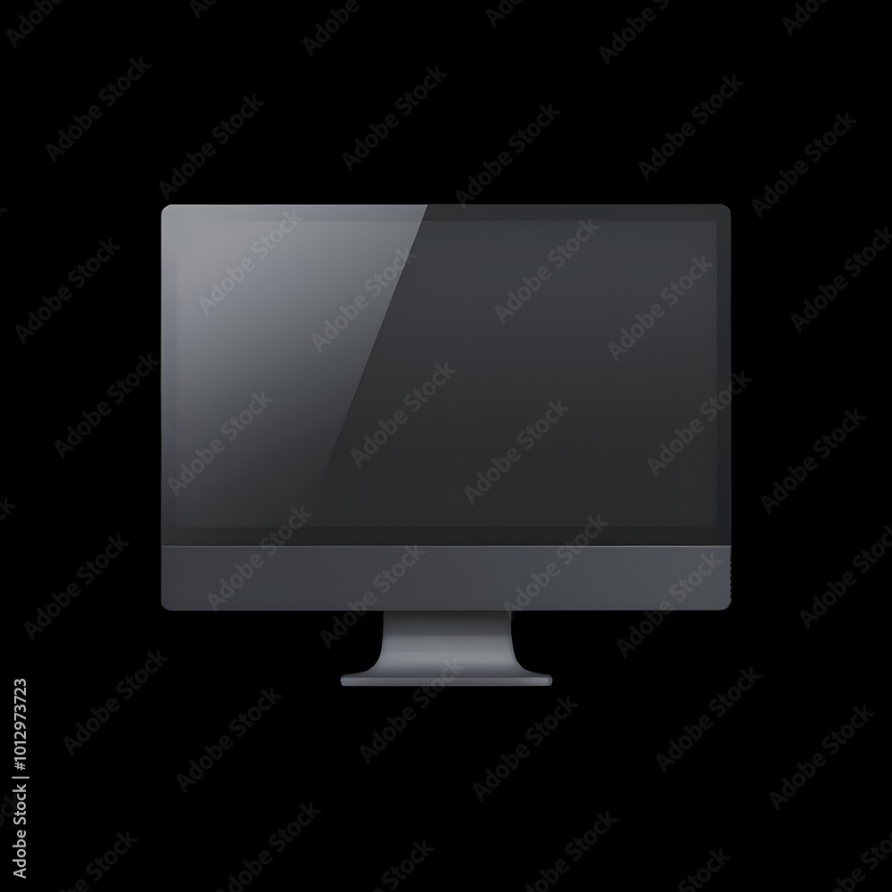 Desktop Computer Emoji Icon on Black Background
