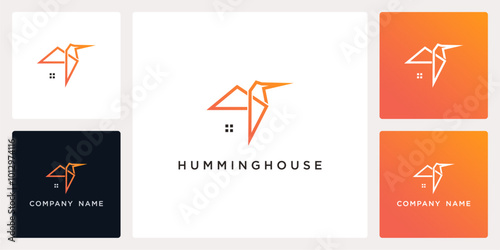 Vector abstract of hummingbird and house logo and icon template, can be used in various media easily, editable