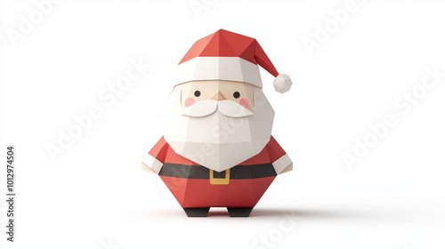 Christmas Xmas concept Cute origami Santa Claus, simple design, with copy space for your design for the December winter holiday