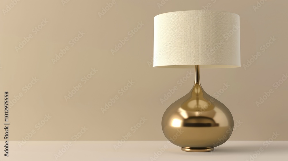 Modern Gold Table Lamp with Beige Background Modern Gold Table Lamp with Beige Background