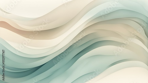 Soft, flowing abstract waves in pastel colors create a serene and calming visual effect.