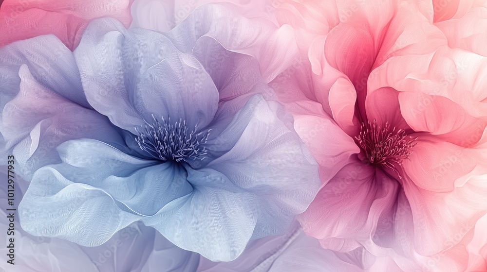 Obraz premium Elegant Pastel Flowers with Soft Petals and Detailed Texture