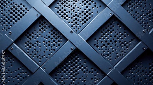 Perforated metal grid with diamond pattern offering modern industrial and architectural design