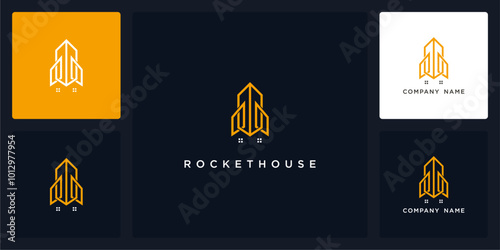 Vector abstract of rocket house logo and icon template, can be used in various media easily, editable