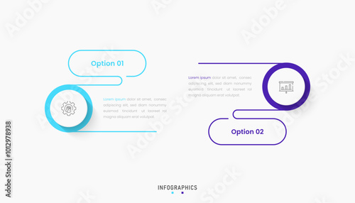 Vector Infographic label design template with icons and 2 options or steps. Can be used for process diagram, presentations, workflow layout, banner, flow chart, info graph.