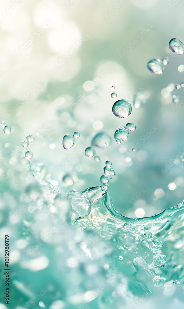 55. An artistic close-up of a defocused aqua-mint water surface, filled with vibrant splashes and bubbles, set against a bright, sunny background, ideal for a summer-themed design 55. An artistic close-up of a defocused aqua-mint water surface, filled with vibrant splashes and bubbles, set against a bright, sunny background, ideal for a summer-themed design
