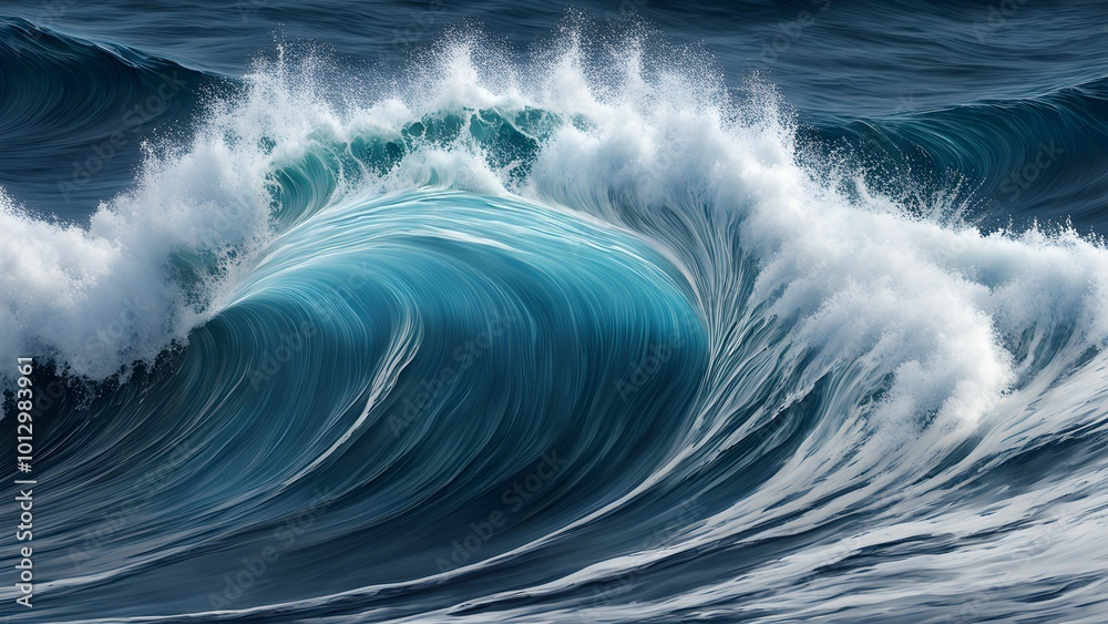 A dynamic ocean wave crashing with vibrant turquoise and white foam. A dynamic ocean wave crashing with vibrant turquoise and white foam.