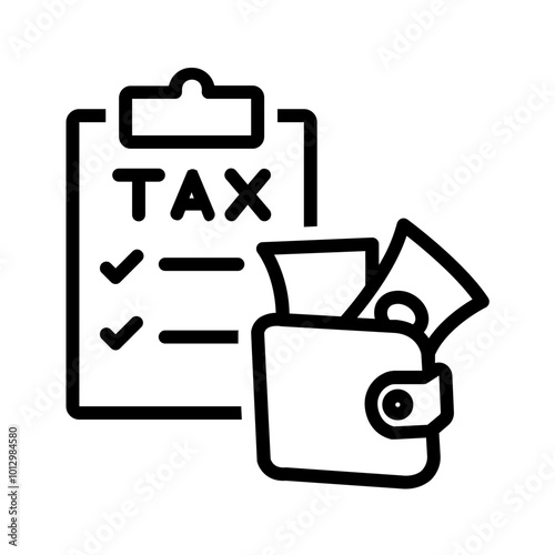 Vector black line icon for Income tax