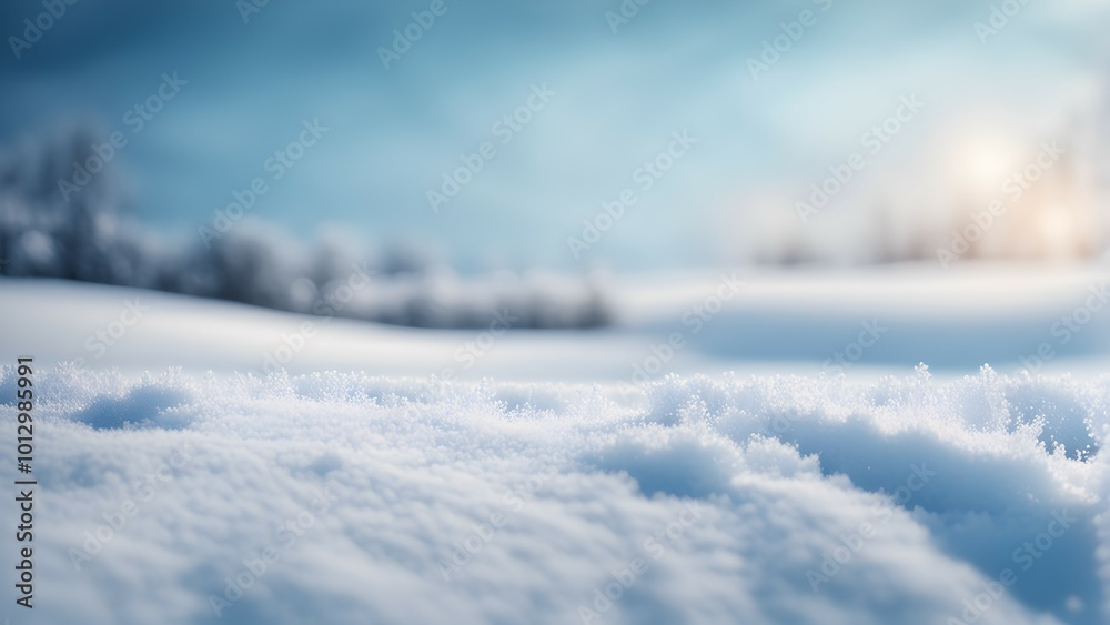A serene winter landscape with soft snow covering the ground and a tranquil blue sky. A serene winter landscape with soft snow covering the ground and a tranquil blue sky.