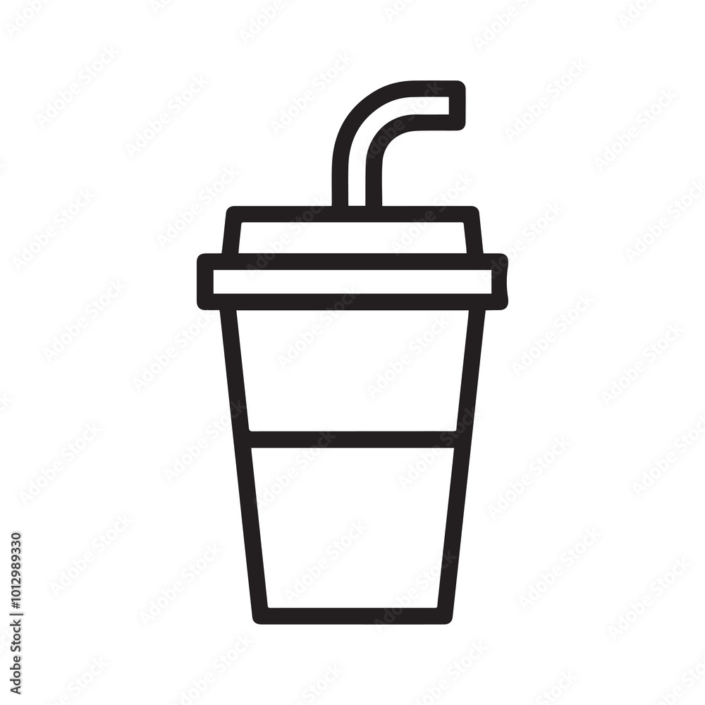 Coffee cup Line drawing icon black with a lid Coffee cup Line drawing icon black with a lid