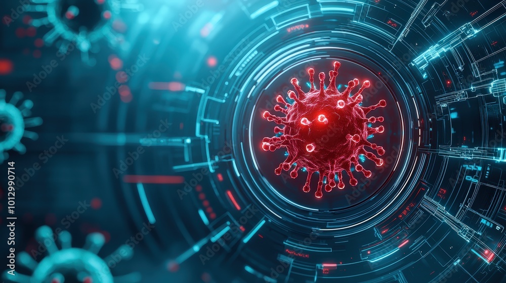 Obraz premium Digital Illustration of Virus in High-Tech Environment