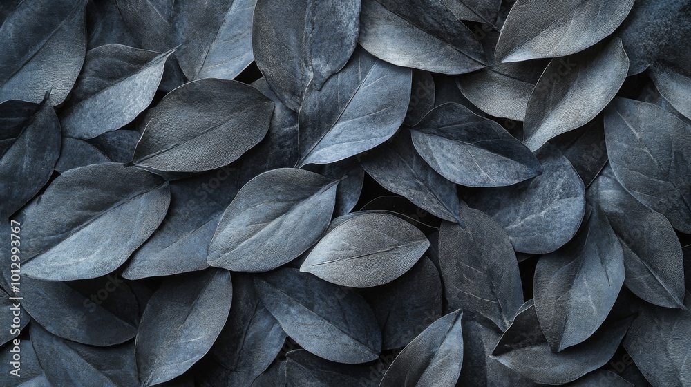 A close-up shot of a dark blue and gray textured leaf background. A close-up shot of a dark blue and gray textured leaf background.