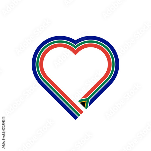 heart shape ribbon icon of south africa flag. vector illustration isolated on white background