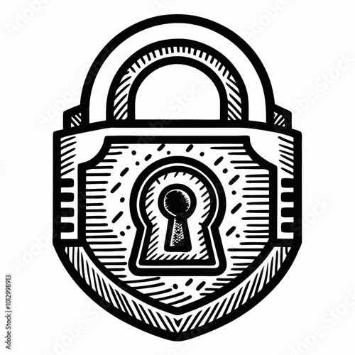 Vintage Padlock Vector Illustration with Keyhole Design for Security Themes