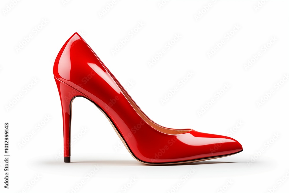 Single red high heels isolated on white background. Generative ai Single red high heels isolated on white background. Generative ai